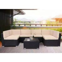 Трансформер-Диван модульный плетеный из иск. ротанга YR822_Black/Beige Трансформер-Диван модульный плетеный из иск. ротанга YR822_Black/Beige