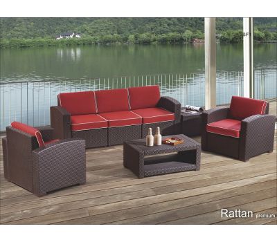 Уличный диваны и кресла Rattan Premium 5 Венге. Подушки оранжевые от производителя  Rattan по цене 123 000 р